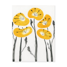 Modern Yellow Poppies Watercolor Fowers Postcard