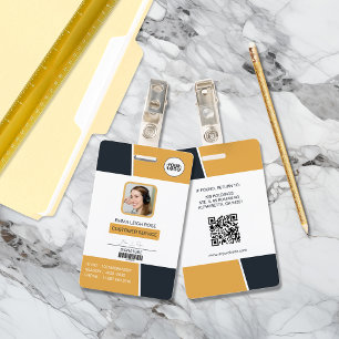 Modern Yellow Professional Employee Photo ID Badge