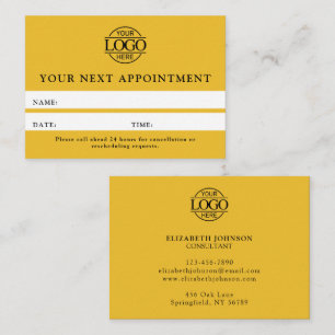 Modern Yellow Professional Simple Reminder Appointment Card