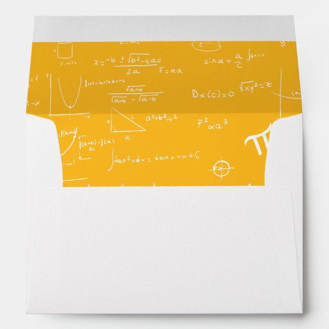 Modern Yellow Return Address Math Graduation Envelope (Back (Bottom))