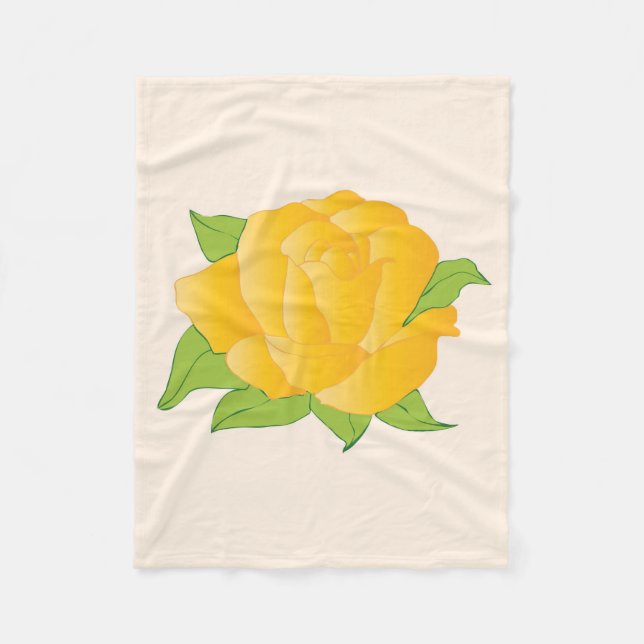 Modern Yellow Rose Fleece Blanket (Front)