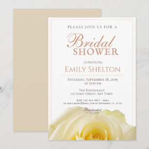 Modern Yellow Rose Floral Bridal Shower Invitation