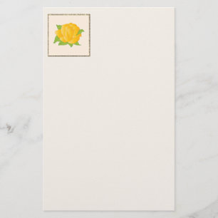 Modern Yellow Rose Stationery