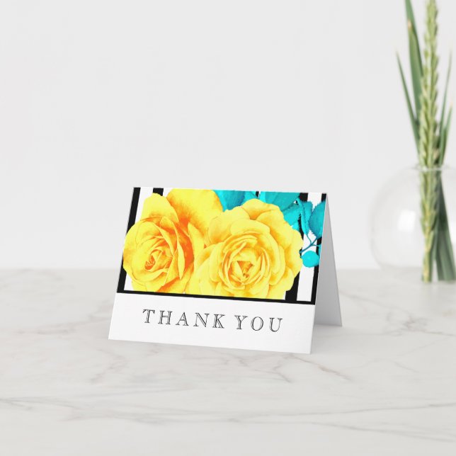 Modern Yellow Rose Thank You Cards (Front)