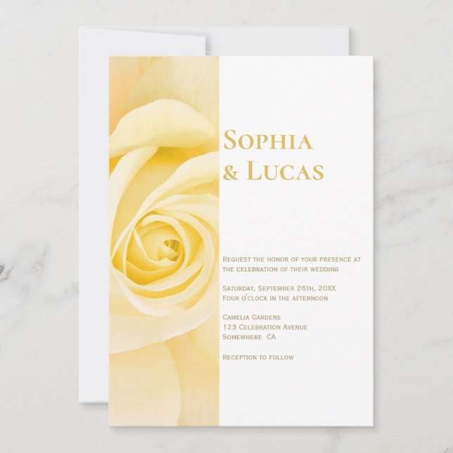 Modern Yellow Rose Wedding Invitation (Front)
