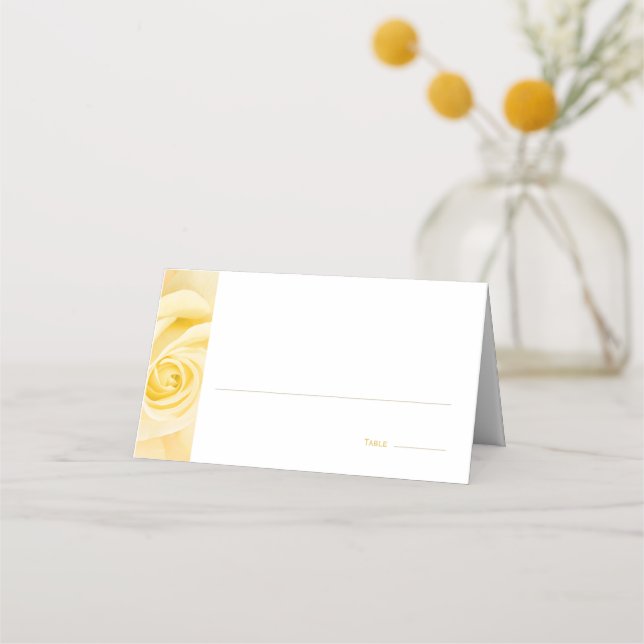 Modern Yellow Rose Wedding Place Card (Front)