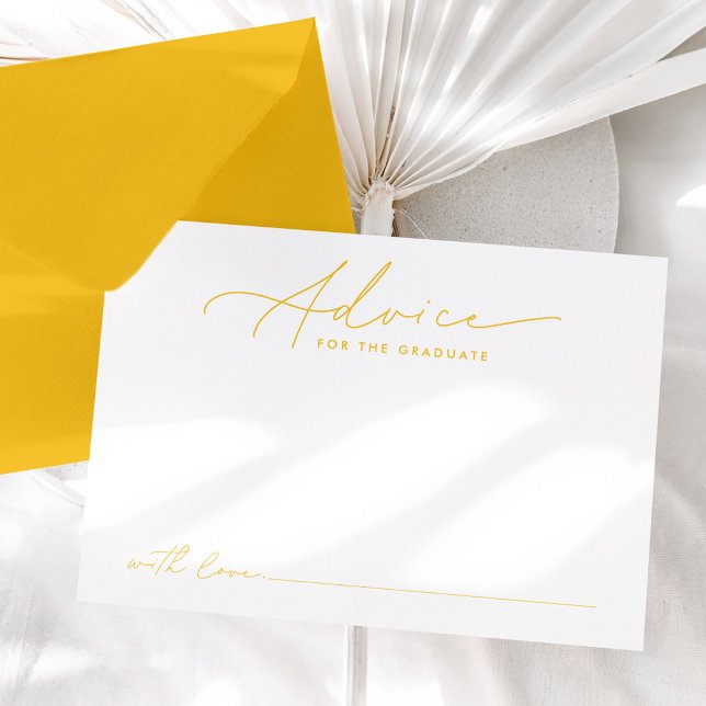 Modern Yellow Script Advice for the Graduate Card (Creator Uploaded)