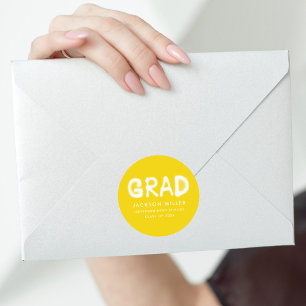 Modern Yellow Spray Paint Graduation Classic Round Sticker