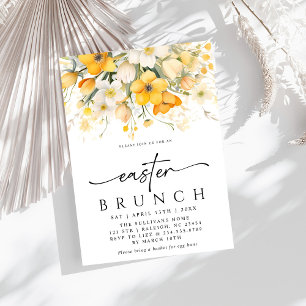 Modern Yellow Spring Floral Easter Brunch Invitation