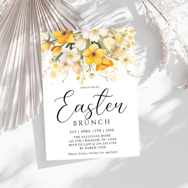 Modern Yellow Spring Floral Easter Brunch Invitation (Creator Uploaded)