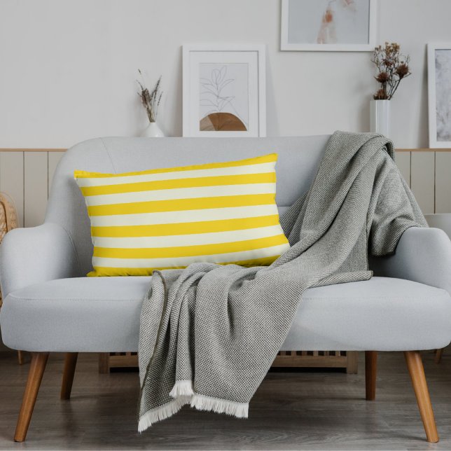 Modern Yellow Stripe Pattern Minimalist Stylish Lumbar Cushion (Creator Uploaded)