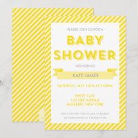 Modern Yellow Stripes Baby Shower Invitation