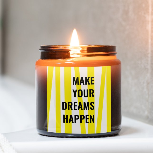 Modern Yellow Stripes & Make Your Dream Happen Square Sticker (Creator Uploaded)