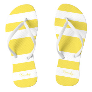 Modern Yellow Stripes Name Jandals
