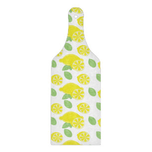 Modern Yellow Summer Fun Lemon Slices Green Cutting Board