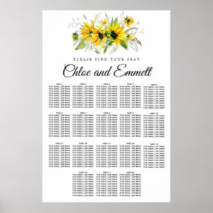 Modern Yellow Sunflower 18-Table Seating Chart