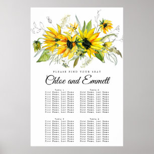 Modern Yellow Sunflower 4-Table Seating Chart