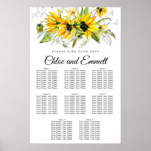 Modern Yellow Sunflower 8-Table Seating Chart
