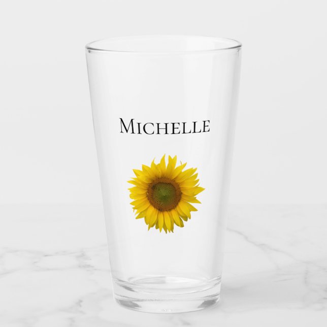 Modern Yellow Sunflower Bloom Glass (Front)