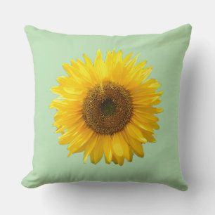 Modern Yellow Sunflower on Lime Green Cushion