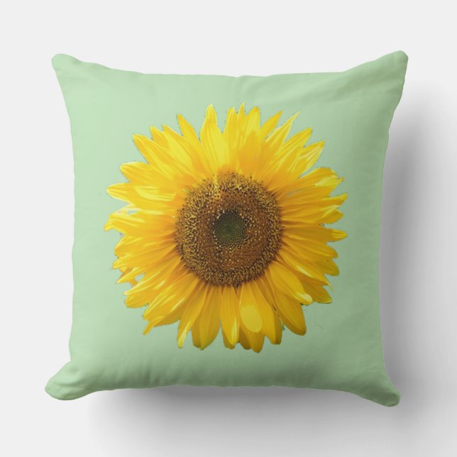 Modern Yellow Sunflower on Lime Green Cushion (Front)