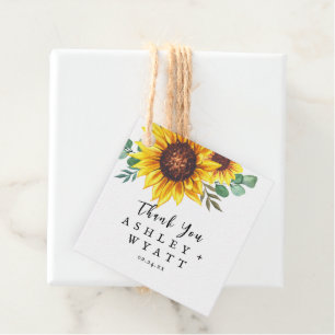 Modern Yellow Sunflower Wedding Favour Tags
