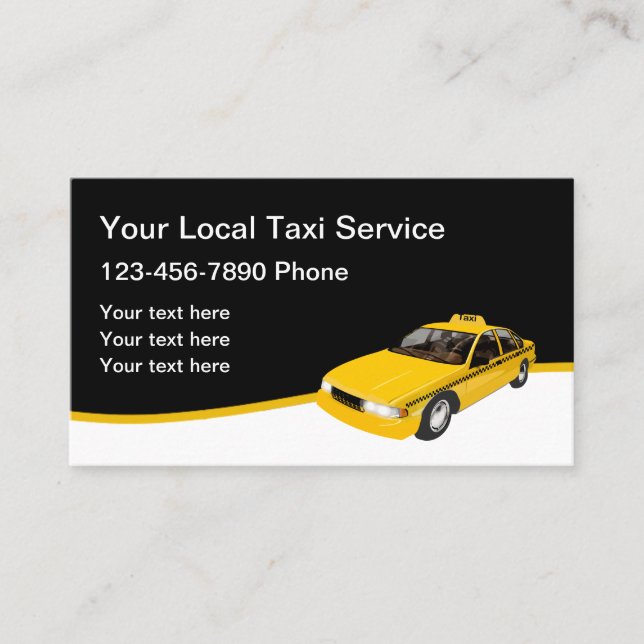 Modern Yellow Taxi Business Card Template (Front)