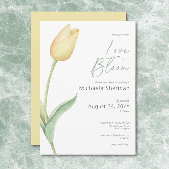 Modern Yellow Tulip Love In Bloom Shower Invitation (Modern Yellow Tulip Love In Bloom Shower Invitation)