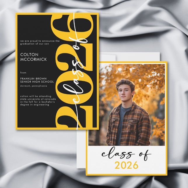 Modern Yellow Typography Graduation Announcement (Modern Yellow Typography Graduation Announcement)