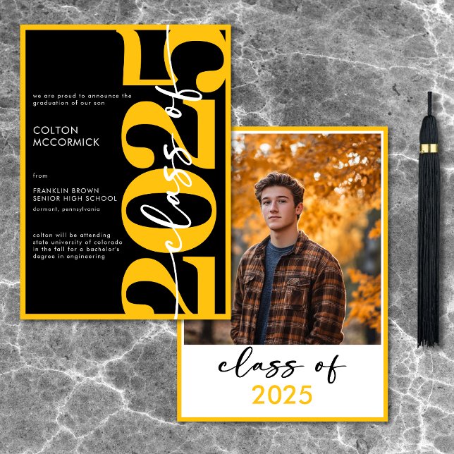 Modern Yellow Typography Graduation Announcement (Modern Yellow Typography Graduation Announcement)