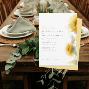 Modern Yellow Watercolor Sunflowers Invitation