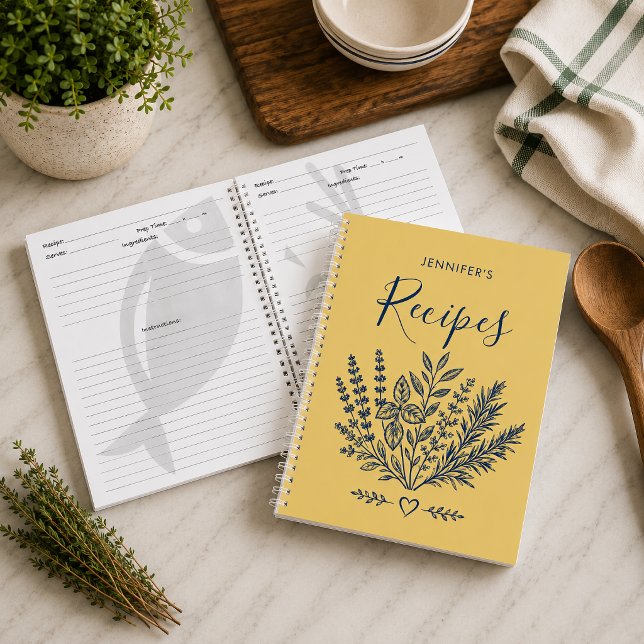 Modern Yellow White Family Cookbook Notebook (Preserve your favorite family recipes in style with this personalized recipe journal
)