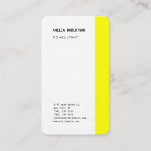 Modern Yellow White Minimalist Professional Business Card