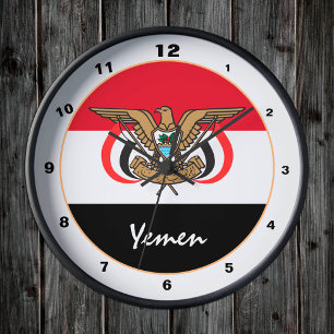 Modern Yemen Flag, Yemen patriotic Home / design Round Clock