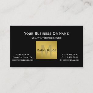 Modern Yet Classic Black White And Gold Monogram Business Card
