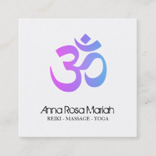 *~* Modern Yoga Energy Healer Aum Om Symbol Square Business Card
