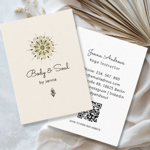 Modern Yoga Massage Wellness QR Code Business Card