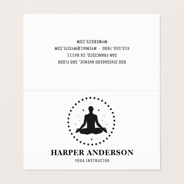 Modern Yoga Namaste Instructor Professional Logo Business Card (Outside Unfolded)