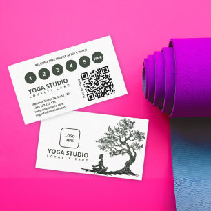 Modern Yoga QR Code Loyalty Card 