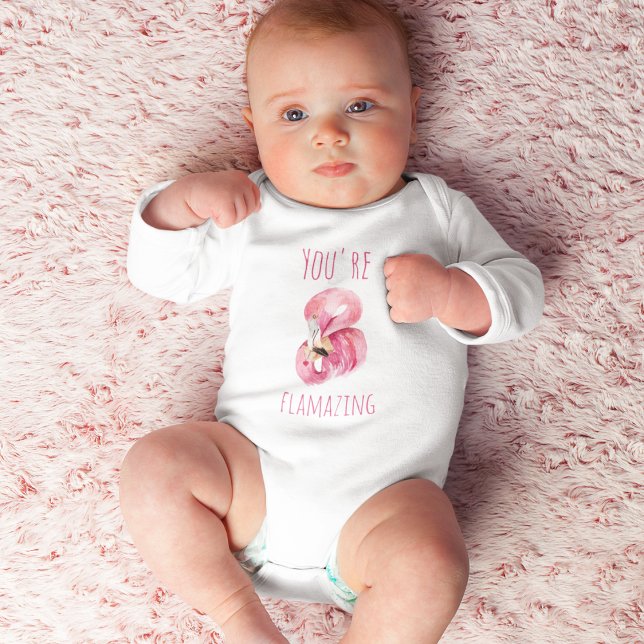 Modern You Are Flamazing Beauty Pink Flamingo Baby Bodysuit (Creator Uploaded)