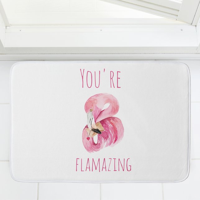 Modern You Are Flamazing Beauty Pink Flamingo Bath Mat (Creator Uploaded)