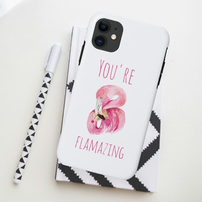 Modern You Are Flamazing Beauty Pink Flamingo Case-Mate iPhone Case (Creator Uploaded)