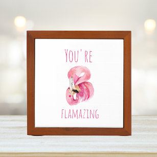 Modern You Are Flamazing Beauty Pink Flamingo Desk Organiser