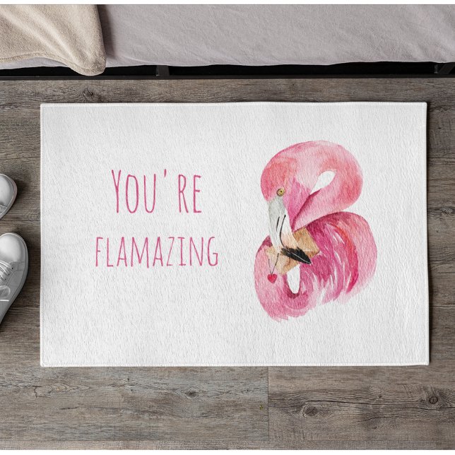 Modern You Are Flamazing Beauty Pink Flamingo Doormat (Creator Uploaded)