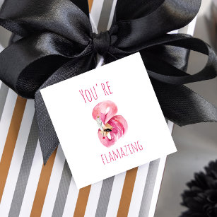 Modern You Are Flamazing Beauty Pink Flamingo Favour Tags