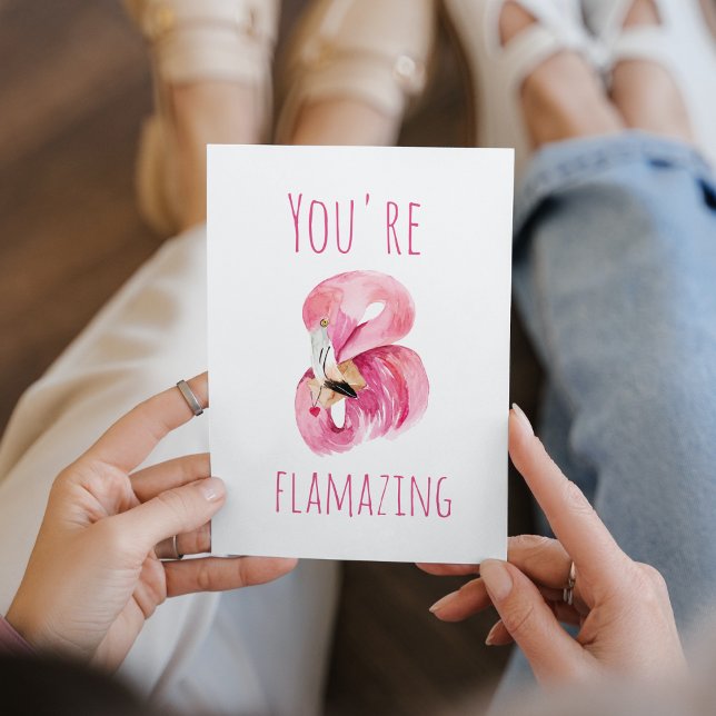 Modern You Are Flamazing Beauty Pink Flamingo Holiday Card (Creator Uploaded)