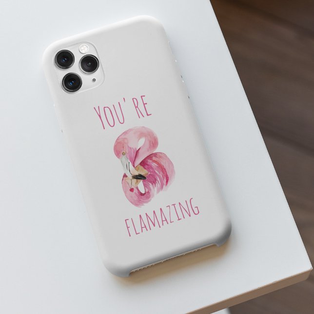 Modern You Are Flamazing Beauty Pink Flamingo iPhone Case (Creator Uploaded)