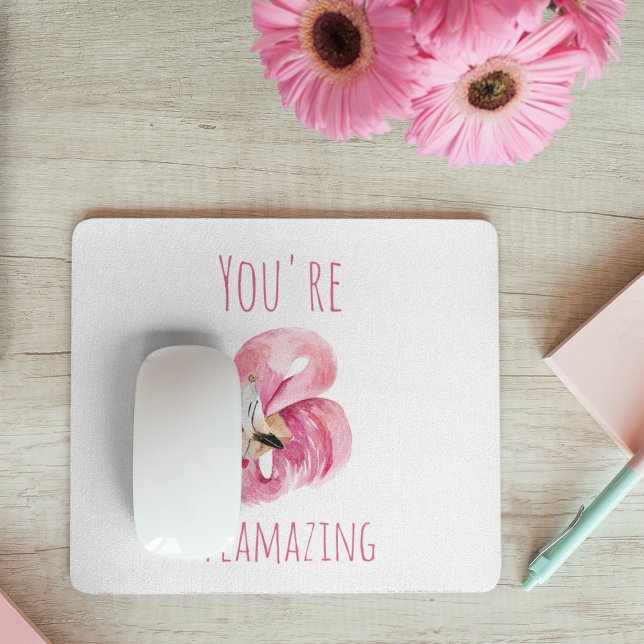 Modern You Are Flamazing Beauty Pink Flamingo Mouse Pad (Creator Uploaded)