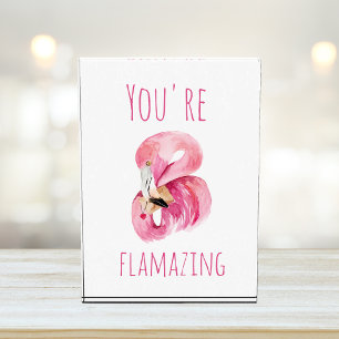 Modern You Are Flamazing Beauty Pink Flamingo Photo Block