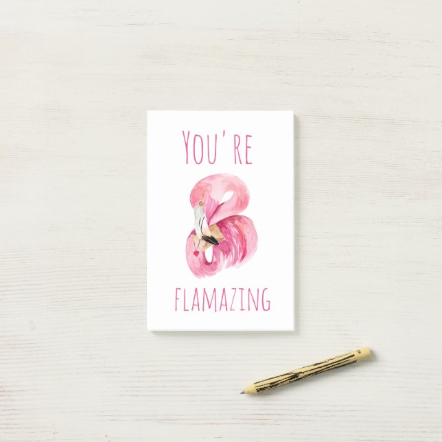 Modern You Are Flamazing Beauty Pink Flamingo Post-it Notes (On Desk)
